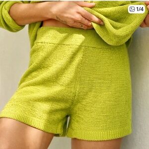 Free People Beach Pull On Knit Shorts in Lime Green